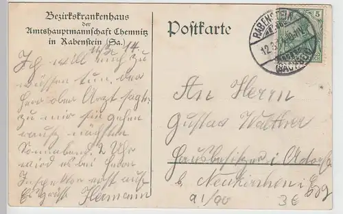 (103114) AK Chemnitz-Rabenstein, Bezirkskrankenhaus, 1914