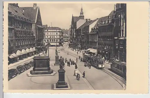 (103112) AK Chemnitz, Markt m. Reiterstandbild Kaiser-Wilhelm u. Straßenbahn, 19