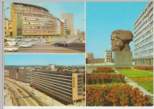 (102897) AK Chemnitz, Karl Marx Stadt, Mehrbildkarte, Post, Straße der Nationen