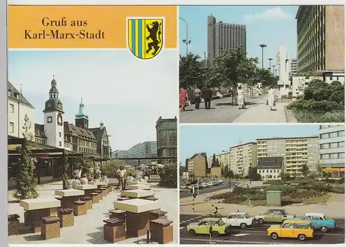 (102894) AK Chemnitz, Karl Marx Stadt, Mehrbildkarte, Hotel Kongress 1988