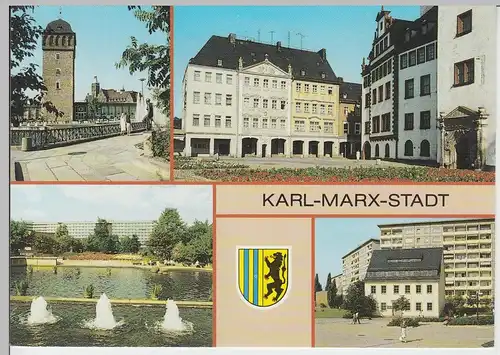 (102893) AK Chemnitz, Karl Marx Stadt, Mehrbildkarte, Roter Turm, Siegertsches H