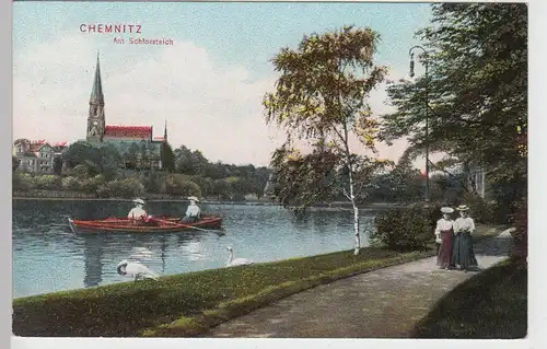 (101205) AK Chemnitz, Schlossteich, Schlosskirche 1911