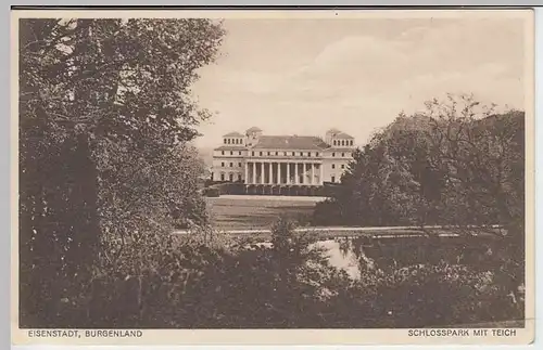 (31623) AK Eisenstadt, Schlosspark mit Teich, 1932