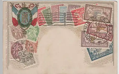 (72171) AK Französische Briefmarken mit Wappen, Prägekarte 1905