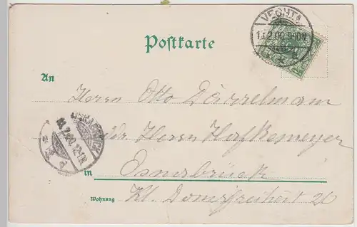 (114627) AK Grußkarte mit Geldanweisung und Briefmarken 1900