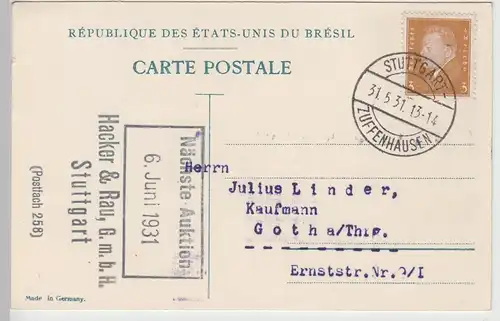 (108397) AK Brasilien, aufgedruckte brasilianische Briefmarken 1931
