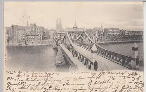 (97243) AK Bremen, Große Weserbrücke, 1899