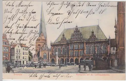 (92733) AK Bremen, Marktplatz m. Liebfrauenkirche 1907