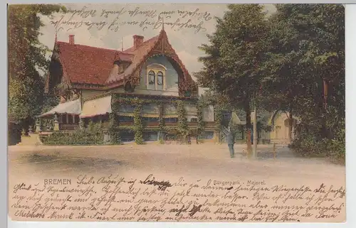 (87946) AK Bremen, Bürgerpark Meierei, 1903