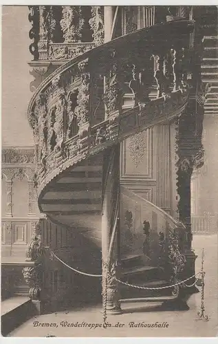 (80322) AK Bremen, Wendeltreppe in der Rathaushalle, 1914