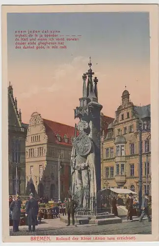 (80321) AK Bremen, Roland der Riese, Feldpost 1917
