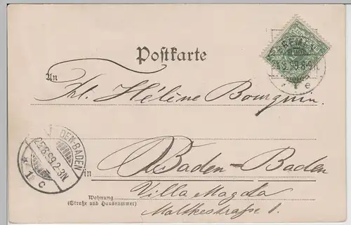 (74117) AK Gruss aus Bremen, Wallpartie 1899