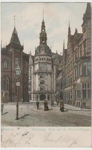 (73022) AK Bremen, Marktplatz, Blick a.d. Baumwollbörse, bis 1905
