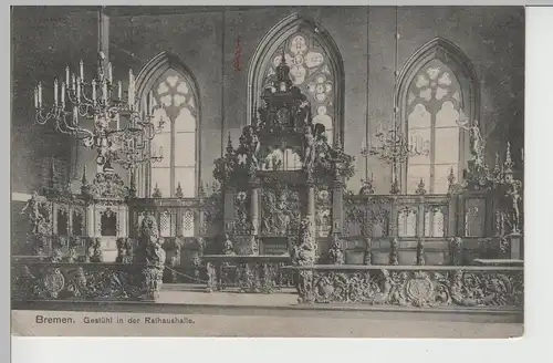 (71575) AK Bremen, Gestühl in der Rathaushalle, 1913