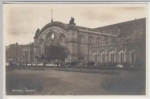 (31086) Foto AK Bremen, Bahnhof, 1928