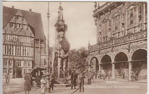 (22164) Foto AK Bremen, Roland, Rathaus, Ratsstubencafe, vor 1945