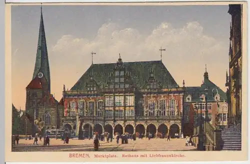 (15834) AK Bremen, Marktplatz, Rathaus, Liebfrauenkirche, vor 1945