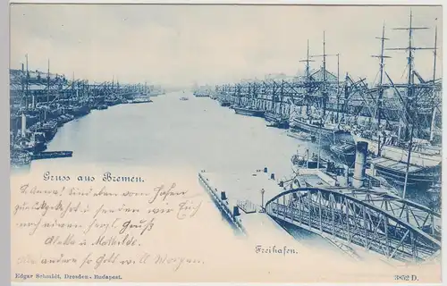 (115088) AK Gruss aus Bremen, Freihafen 1899