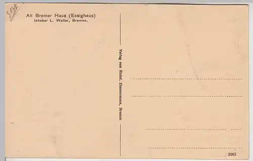 (114887) AK Bremen, Diele im Essighaus um 1906