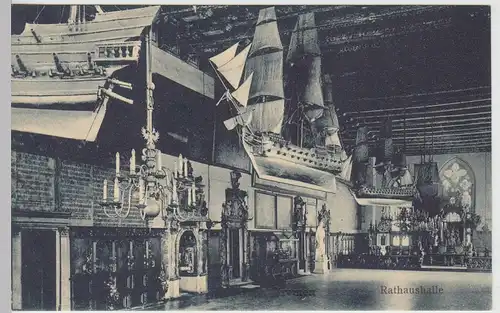 (111450) AK Bremen, Rathaus, Halle, Saal, Schiffe, vor 1945
