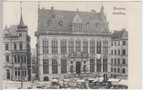 (111445) AK Bremen, Schütting, Neue Sparkasse, Markt, vor 1945