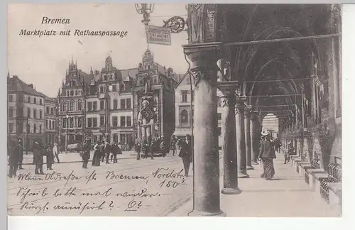 (110504) AK Bremen, Marktplatz m. Rathauspassage, 1908
