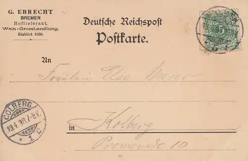 (108119) AK Bremen, Rathaus, Litho, verkauft im Bahnhof 1898