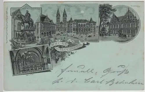 (104856) AK Gruss aus Bremen, Mehrbild Mondscheinkarte 1901