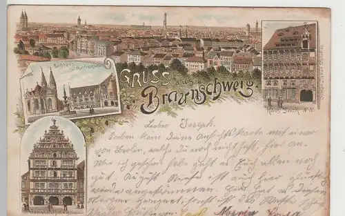 (81855) AK Gruss aus Braunschweig, Mehrbild Litho, Bahnpost 1896