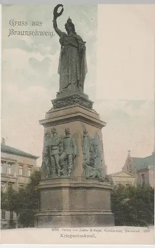 (73360) AK Gruss aus Braunschweig, Kriegerdenkmal, bis 1905