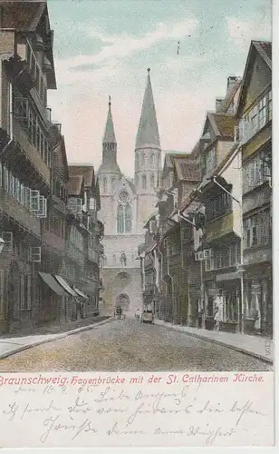 (70060) AK Braunschweig, Hagenbrücke m. St. Catharinen-Kirche, 1905