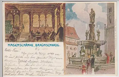 (115774) Künstler AK Braunschweig, Hagenschänke 1899
