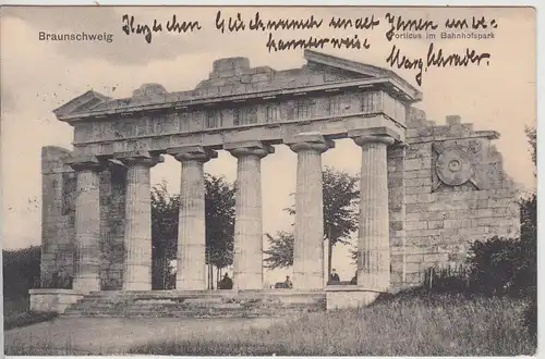 (115453) AK Braunschweig, Porticus im Bahnhofspark 1908