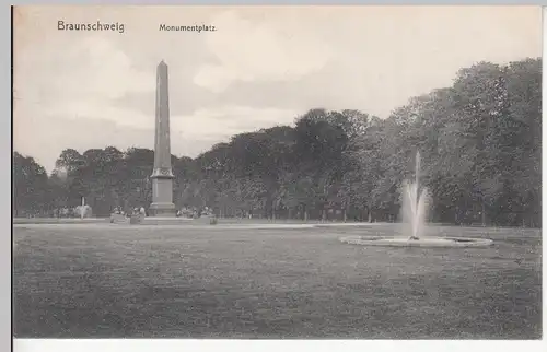(113256) AK Braunschweig, Monumentplatz, Obelisk, Bahnpost 1908
