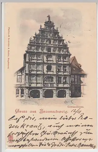 (112805) AK Gruss aus Braunschweig, Gewandhaus 1899
