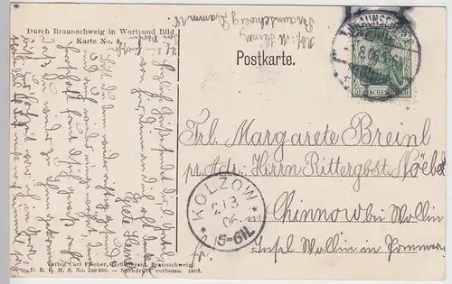 (108825) AK Braunschweig, Alte Waage, Pferdewagen 1906