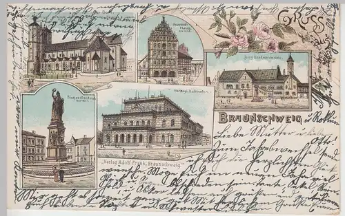 (104605) AK Gruss aus Braunschweig, Mehrbild Litho 1904