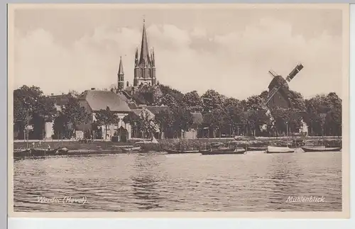 (99970) AK Werder, Havel, Bockwindmühle, Heilig Geist Kirche, vor 1945