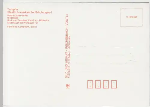 (99300) AK Templin, Mehrbildkarte, 1988