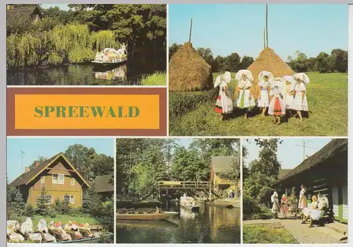 (96564) AK Spreewald, Mehrbildkarte, 1989