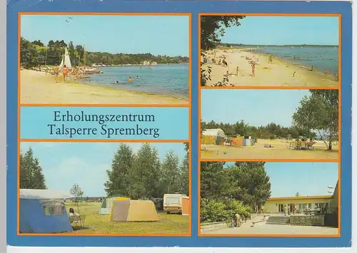 (96561) AK Spremberg, Mehrbildkarte Erholungszentrum Talsperre, 1989