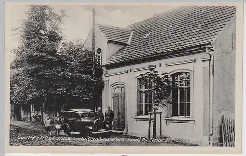 (92681) AK Grebs b. Großwusterwitz, Gasthof v. Fritz Schulze, vor 1945
