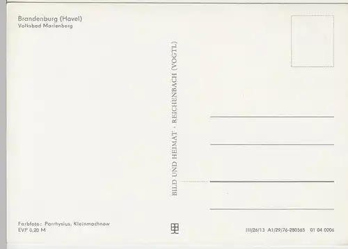 (92156) AK Brandenburg (Havel), Volksbad Marienberg, Mehrbildkarte, 1976