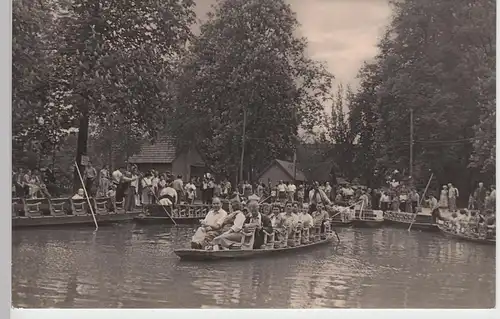 (91119) Foto AK Lübbenau im Spreewald, Kahnabfahrtsstelle, 1962