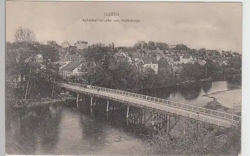 (88451) AK Guben, Achenbachbrücke und Neißeberge, Feldpost 1916