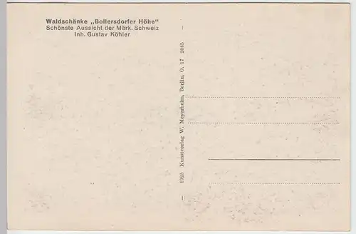 (88421) AK Bad Buckow (Märk.), Waldschänke Bollersdorfer Höhe 1925