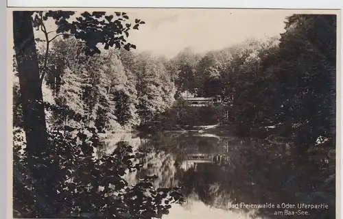 (88370) Foto AK Bad Freienwalde (Oder), Uferpartie am Baasee, vor 1945