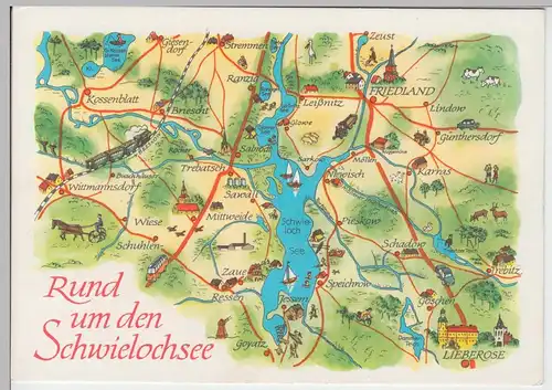 (87160) AK Wanderkarte, Landkarte - Schwielochsee - 1979