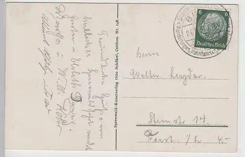 (76342) AK Burg im Spreewald, Hafen, Abfahrtsstelle, Sonderstempel 1934