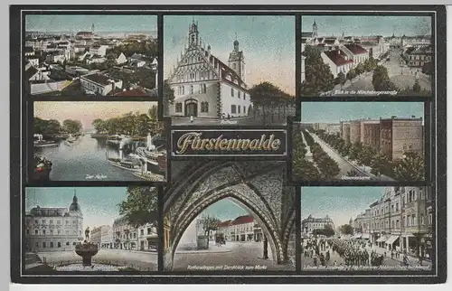 (73431) AK Fürstenwalde, Spree, Mehrbild, Ulanenkaserne, Hafen, Feldp. 1916